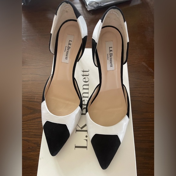 L.K.Bennet black and white leather heels, size 39. Warn once. - Picture 2 of 3